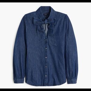 J. Crew Indigo Denim Shirt with Bow